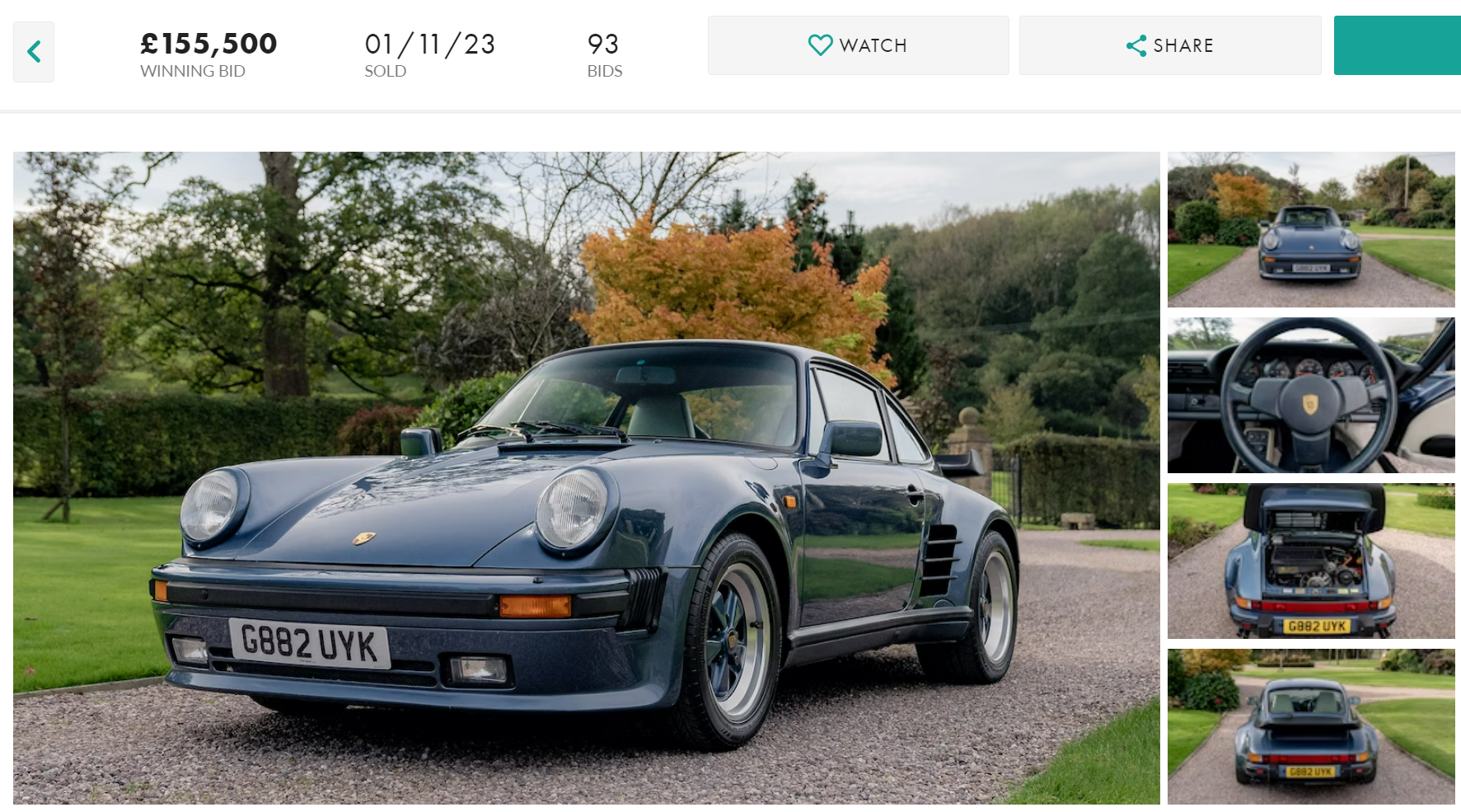 1989 PORSCHE 911 (930) TURBO LE - 33,197 MILES